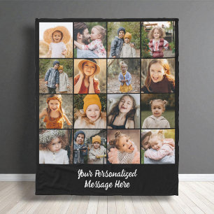 Moderne Familie Tekst Aangepaste 16 Foto Collage Fleece Deken