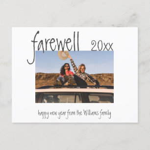 Moderne familiefoto Farewell Year voor Review Fun Briefkaart
