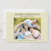 Moderne Familiefoto Kerst Beige Feestdagenkaart (Voorkant)