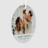 Moderne familiefoto kerstgroen ornament (voorkant)