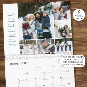 Moderne familiefotocollage 6 per maand kalender