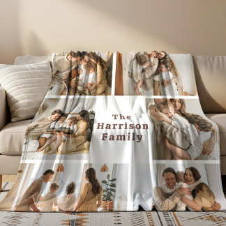 Moderne Familiefotocollage Fleece Deken