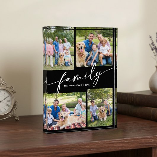 Moderne familiefoto's collage script aandenken fotoblokken