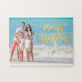 Moderne familiekaart voor blauwe oceaanbedekking legpuzzel
