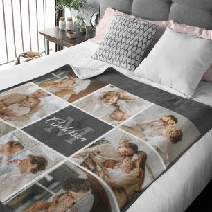 Moderne familiekollage foto's en persoonlijke cade sherpa deken