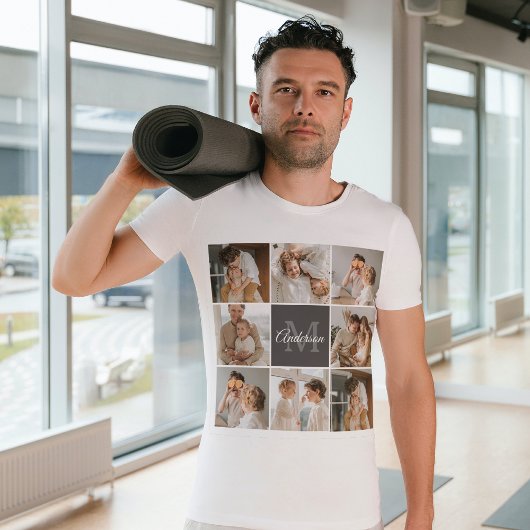Moderne familiekollage foto's en persoonlijke cade t-shirt