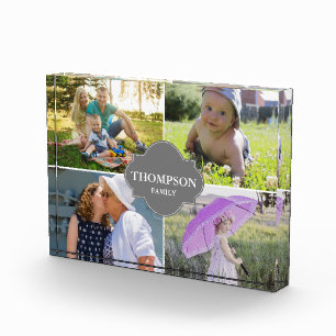 Moderne familienaam en foto's grijze steun