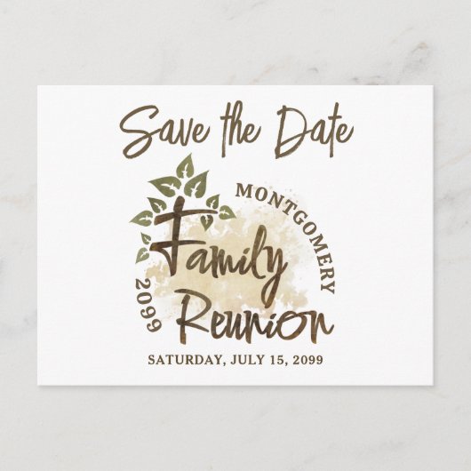 Moderne familiereünieboom Save the Date Briefkaart (Voorkant)