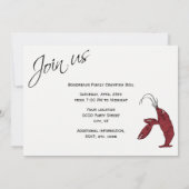 Moderne Fancy Script Crawfish Boil Kaart (Achterkant)