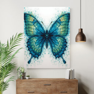 Moderne Fantasie Fractale Kunst Waterverf Vlinder Poster