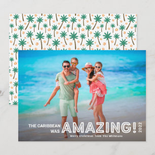 Moderne, fantastische reis met tropische fotokerst feestdagenkaart