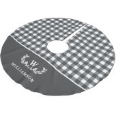 Moderne Farmhouse Buffalo Pset Monogram Naam Kerstboom Rok (Gekanteld)