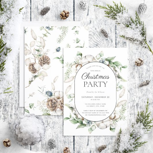 Moderne Farmhouse Groene Kerstfeestje Kaart