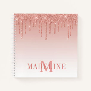 Moderne, fashionable Roos Gold Glitter Monogram Notitieboek
