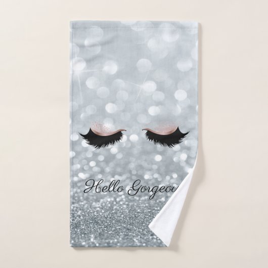 Moderne Faux Cils Bokeh Paillettes Argentées Froid (Serviette à main)