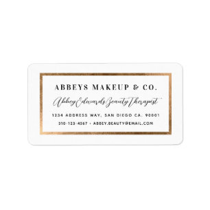 Moderne Faux Gold Border Business Label Stickers