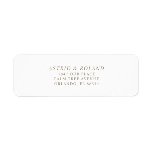 Moderne Faux Gold Calligraphy Trouwadres Etiket (Voorkant)