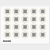 Moderne Faux Gold- en witte QR-code Ronde Sticker (Vel)