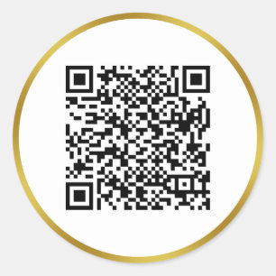 Moderne Faux Gold- en witte QR-code Ronde Sticker