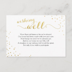 Moderne Faux Gold Foil Glamor Wishing Well Card Informatiekaartje
