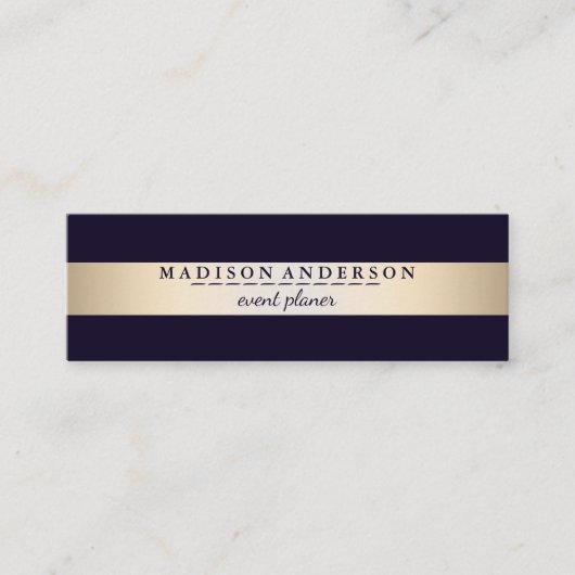 Moderne Faux Gold Foil striped Mini Visitekaartje (Voorkant)