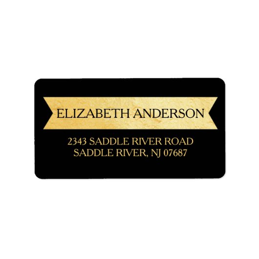 Moderne Faux Gold Folie Banner Retouradres Label (Voorkant)