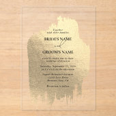 Moderne Faux Gold Folie Clear Wedding Acryl Uitnodigingen (Voorkant)