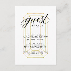Moderne Faux Gold Geometric Diamond Guest - Gegeve Informatiekaartje