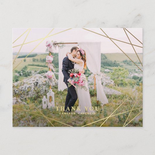 Moderne Faux Gold Geometric Lijst Weddenschap Hart Briefkaart (Voorkant)