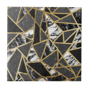 Moderne Faux Gold Glitter Marble Geometric Triangl Tegeltje