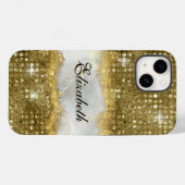 Moderne Faux Gold Glitter Marble Monogram Case-Mate iPhone Case (Achterkant (horizontaal))