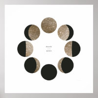 Moderne Faux Gold Glitter Moon Phase Grafiek