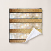 Moderne Faux Gold Glitter White Light Black stripe Bad Handdoek (Wasdoekje)