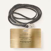 Moderne Faux Gold Metallic Corporate Photo ID Badge (Achterkant met draagriem)