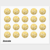 Moderne Faux GOUDEN FOLIE Witte Penseelstreek Dank Ronde Sticker (Vel)