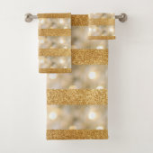 Moderne faux gouden glitter en witte lichten strep bad handdoek (Insitu)
