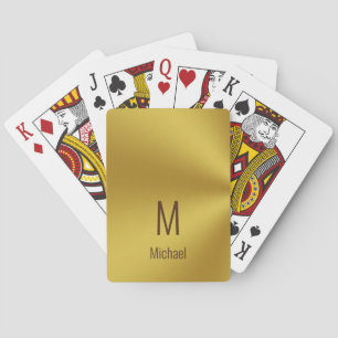 Moderne Faux Gouden Naam en Monogram Pokerkaarten