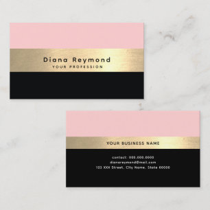 Moderne faux gouden streep zwart blush roze visitekaartje