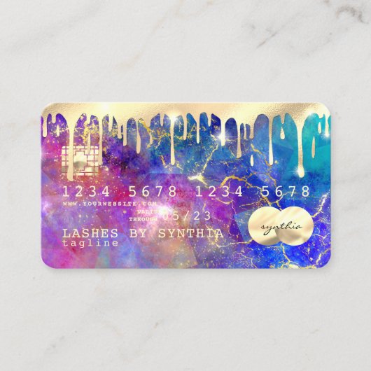 moderne faux holografische opaal steen QR-code Visitekaartje (Voorkant)