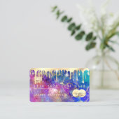 moderne faux holografische opaal steen QR-code Visitekaartje (Staand voorkant)