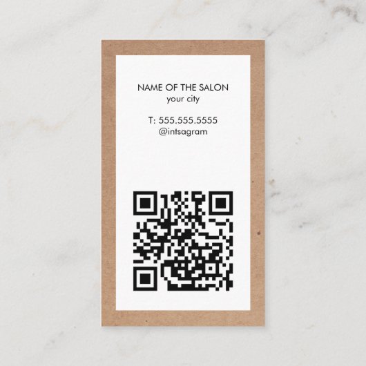 Moderne Faux Kraft Witte QR Code Barber Pool Salon Visitekaartje (Achterkant)