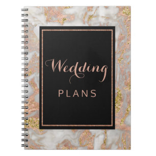 Moderne Faux Roos Goud Marmer Bruiloft Planner Notitieboek