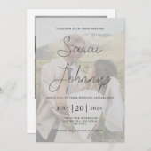 Moderne Faux Vellum foto bruiloft uitnodiging (Voorkant / Achterkant)