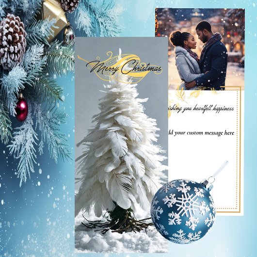 Moderne Feather Christmas Tree | Foto Feestdagenkaart