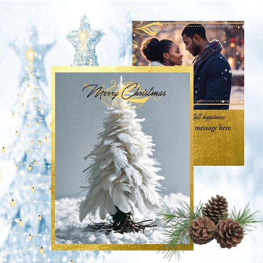 Moderne Feather Christmas Tree | Foto Feestdagenkaart