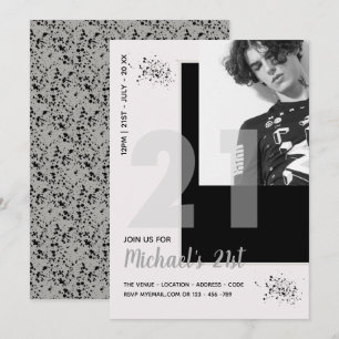 Moderne februari 21 Birthday PHOTO Male Invitati Kaart