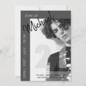 Moderne februari 21 | Birthday PHOTO Male Invites Kaart (Voorkant)