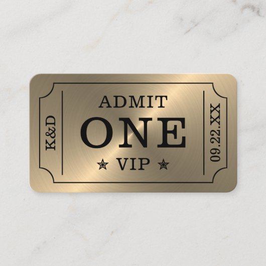Moderne feest toegangskaart - Goud Informatiekaartje (Voorkant)