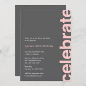 Moderne Feest Uitnodiging - Roze (Voorkant / Achterkant)