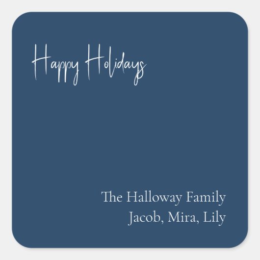 Moderne feestdag | Blue Square Family Gift Sticker (Voorkant)